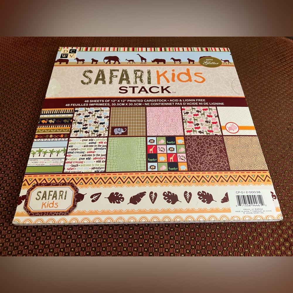 Safari Kids Stack of 48 Sheets of 12x12 Scrapbook Paper